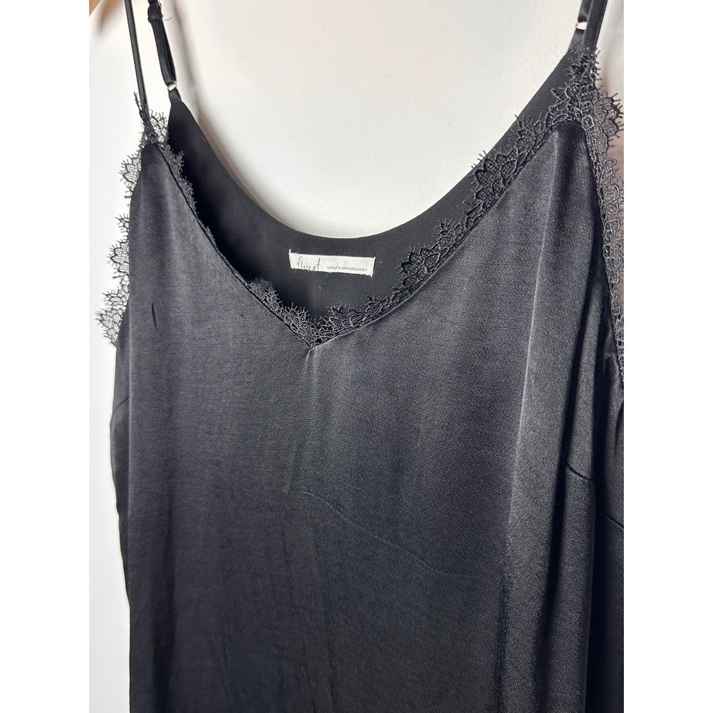 Floret Anthropologie Black Lace Trim Cami Top Sleeveless Blouse - Picture 3 of 8